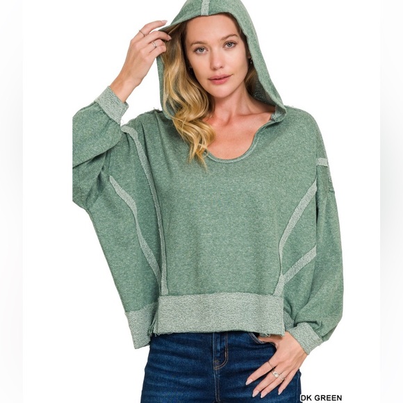 Zenana Outfitters Tops - Zenana Outfitters Dark Green Hoodie